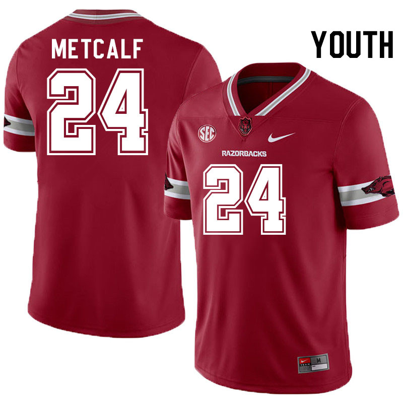 Youth #24 Tevis Metcalf Arkansas Razorbacks College Football Jerseys Stitched-Alternate Cardinal